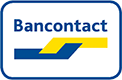 Bancontact logo met blauw en geel design.