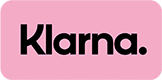 Klarna logo op roze achtergrond.