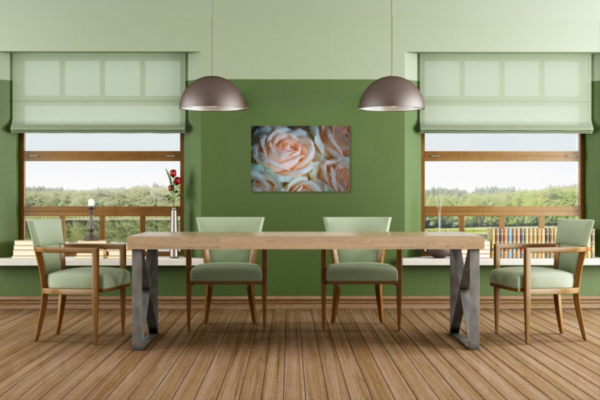 Foto op dibond een close-up van zachtroze rozen - Afbeelding 4